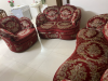 Maroon golden velvet  Usable Sofa 3+2+1 set